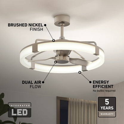 Artika Sunnyvale 28" Fandelier Ceiling Fan LED Light Remote Brushed Nickel