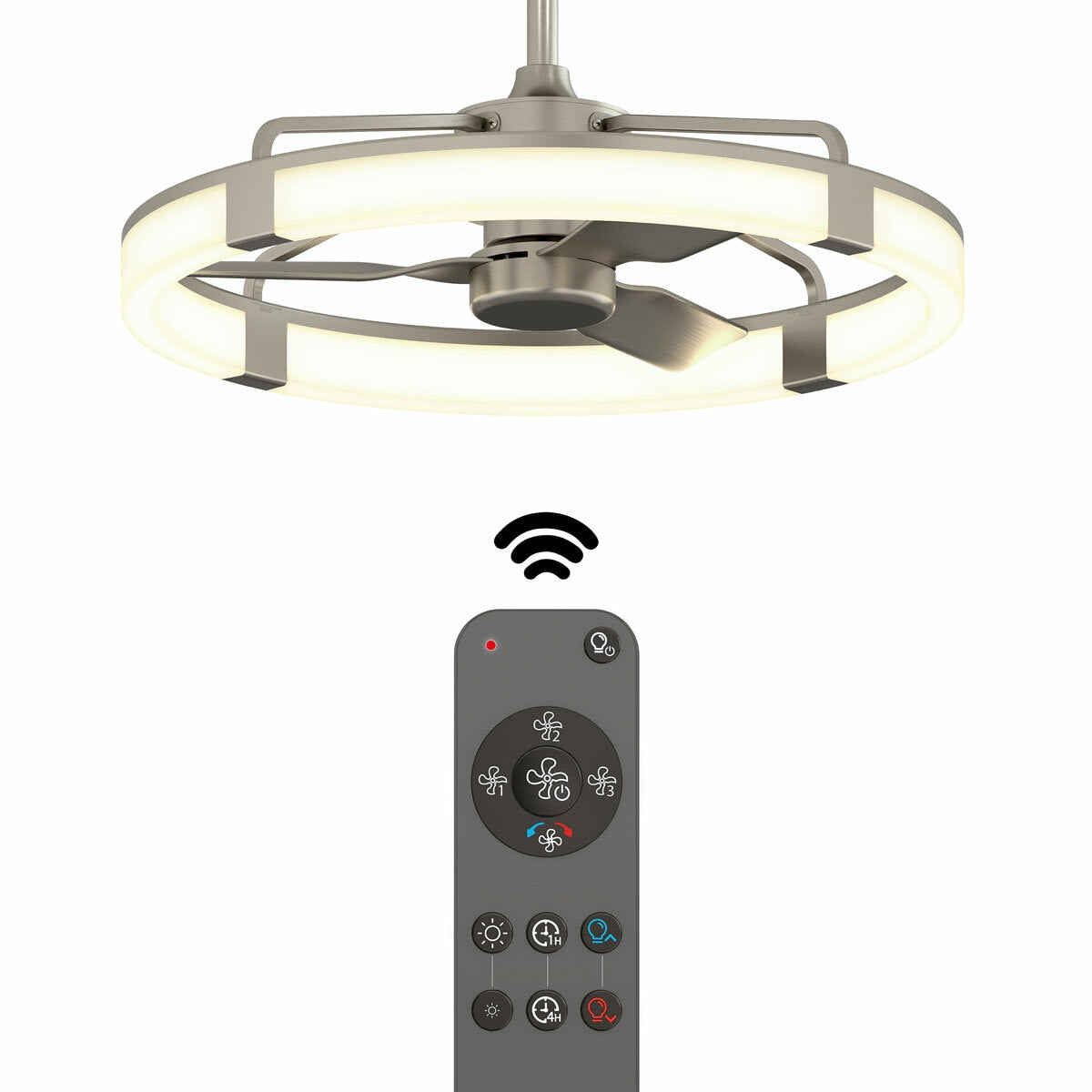 Artika Sunnyvale 28" Fandelier Ceiling Fan LED Light Remote Brushed Nickel
