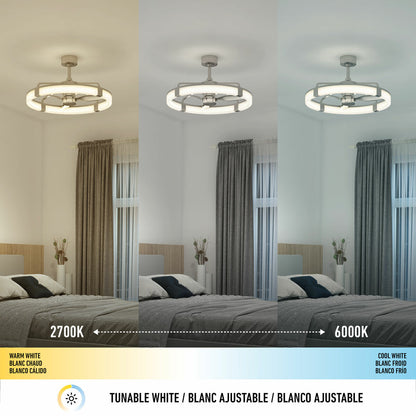 Artika Sunnyvale 28" Fandelier Ceiling Fan LED Light Remote Brushed Nickel