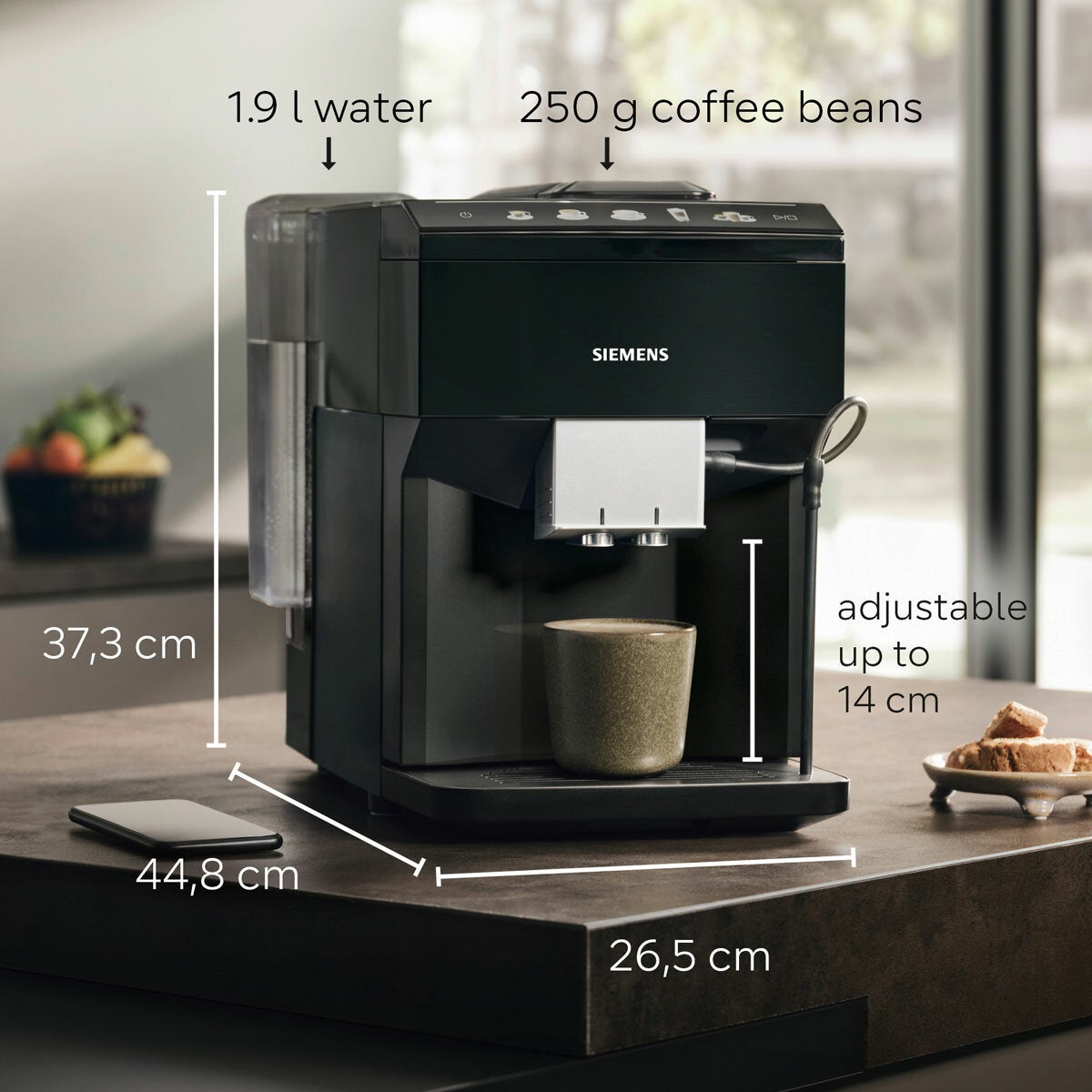 Siemens EQ500 Bean to Cup Coffee Machine TP513GB9 1500W 15 Bar Piano Black