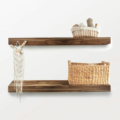 LGN Trend Acacia Solid Wood Floating Wall Shelves 2 Pack 60cm Bathroom Kitchen
