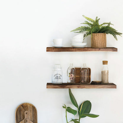 LGN Trend Acacia Solid Wood Floating Wall Shelves 2 Pack 60cm Bathroom Kitchen