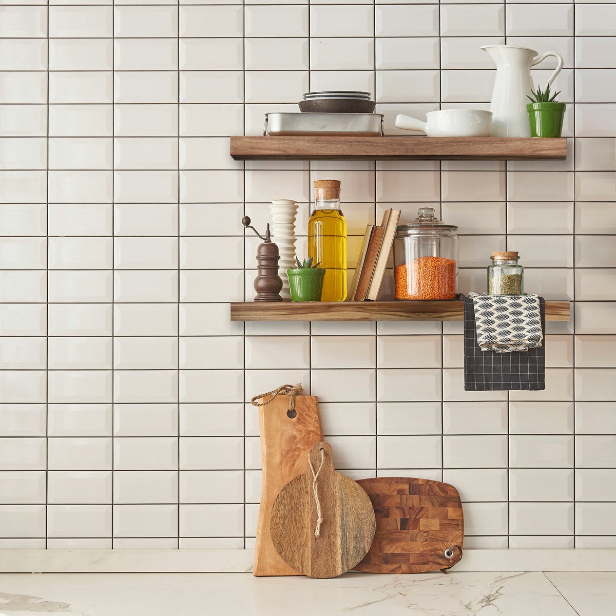 LGN Trend Acacia Solid Wood Floating Wall Shelves 2 Pack 60cm Bathroom Kitchen