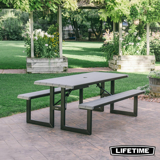 Lifetime 6ft (1.83m) Folding Picnic Table - Model 60481, 41kg, Grey