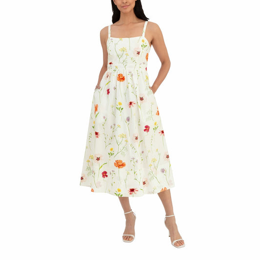 Wellworn Ladies Grey Poplin Dress Casual Flower Summer Sundress XXL