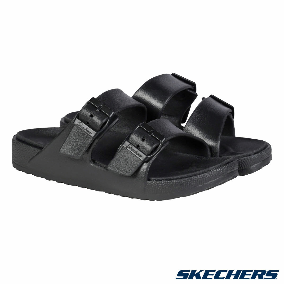 Skechers Cali Breeze Womens Arch Comfort Slip On Sandal Black Summer Shoes
