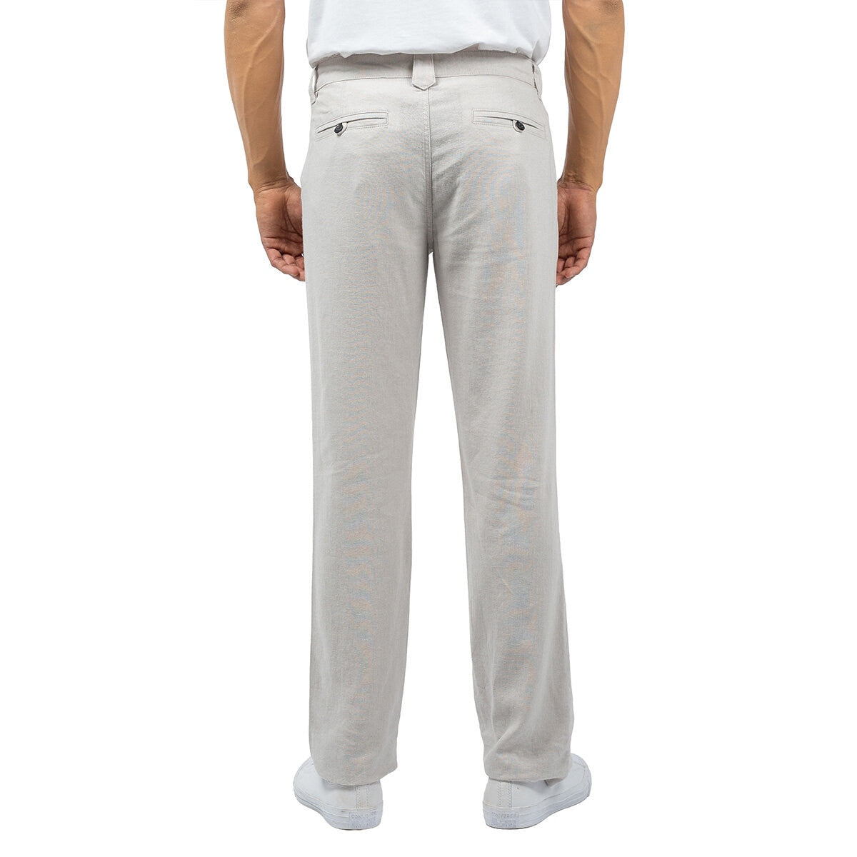 Jachs Men's Linen Chino Pant Lightweight Summer Trousers Grey 32 x 30
