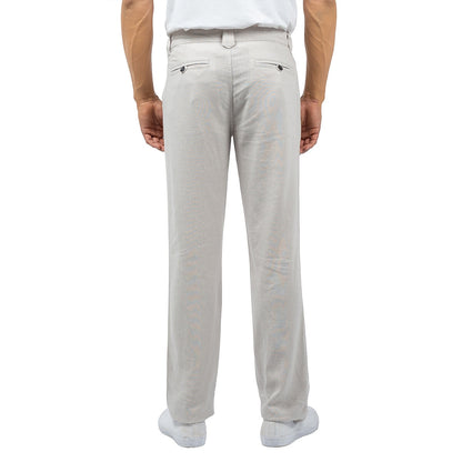 Jachs Men's Linen Chino Pant Lightweight Summer Trousers Grey 32 x 30