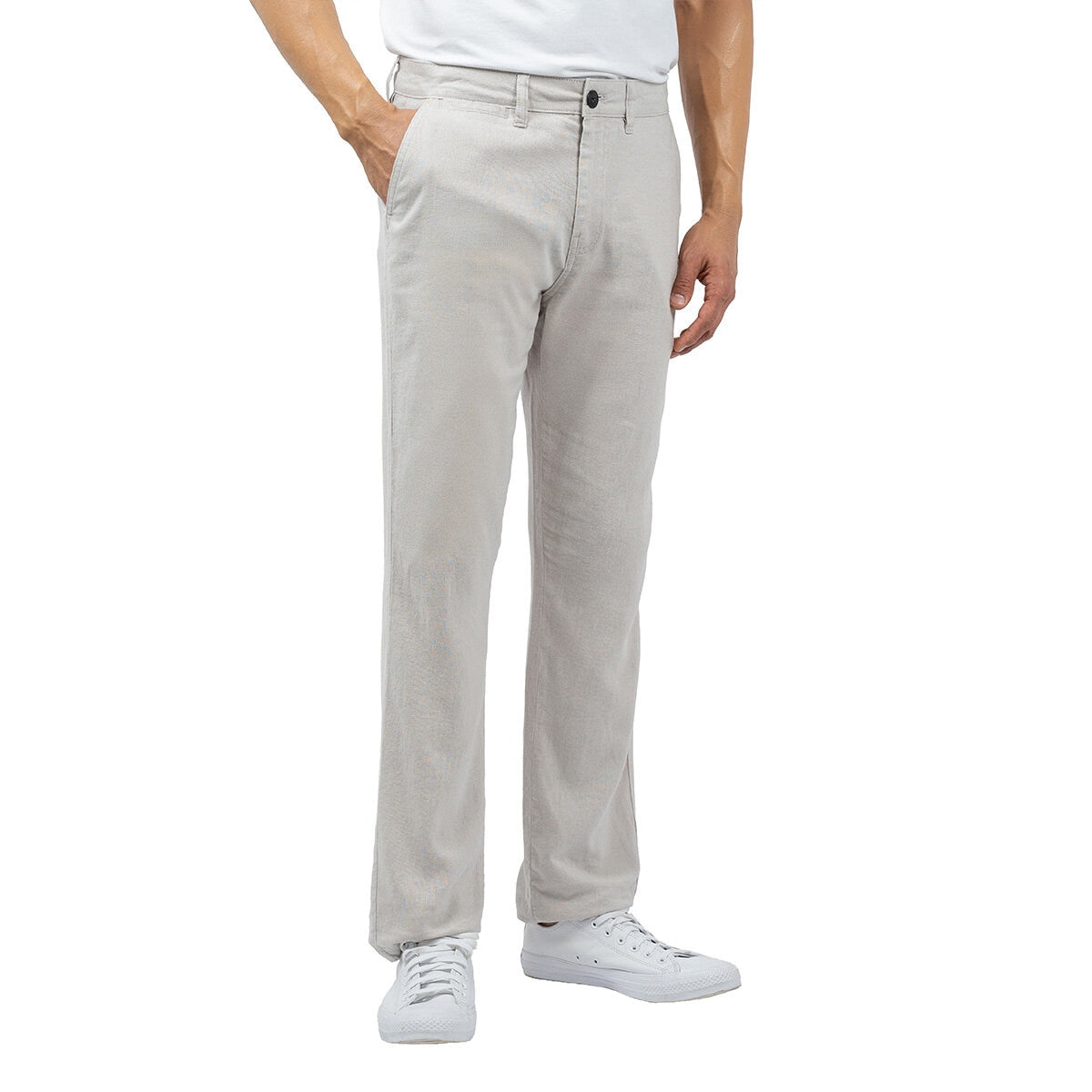 Jachs Men's Linen Chino Pant Lightweight Summer Trousers Grey 32 x 30