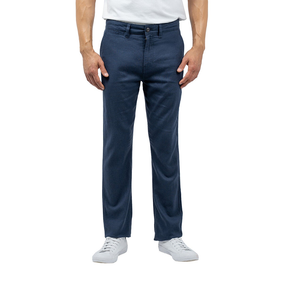 Jachs Men's Navy Linen Chino Pant Lightweight Summer Trousers Casual Slim Fit
