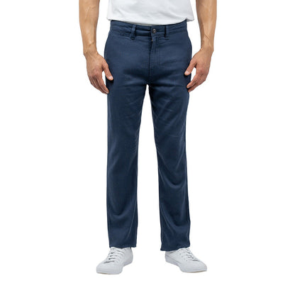Jachs Men's Navy Linen Chino Pant Lightweight Summer Trousers Casual Slim Fit