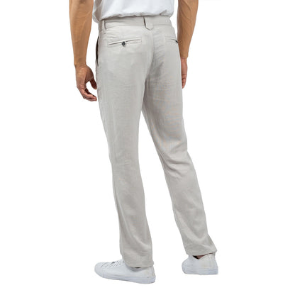 Jachs Men's Linen Chino Pant Lightweight Summer Trousers Grey 32 x 30
