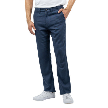 Jachs Men's Navy Linen Chino Pant Lightweight Summer Trousers Casual Slim Fit