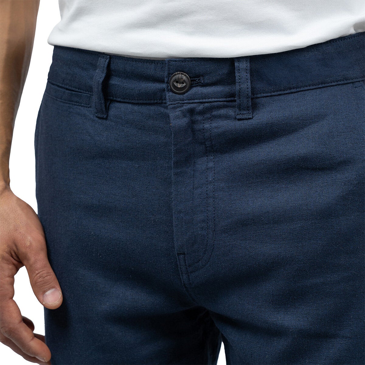 Jachs Men's Navy Linen Chino Pant Lightweight Summer Trousers Casual Slim Fit