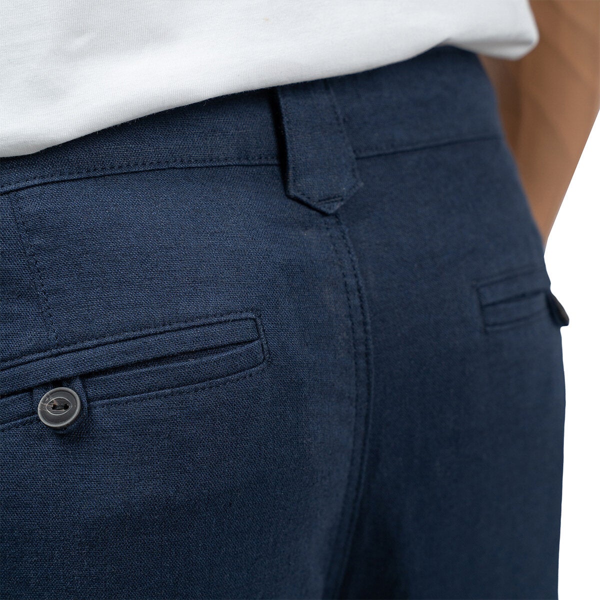 Jachs Men's Navy Linen Chino Pant Lightweight Summer Trousers Casual Slim Fit