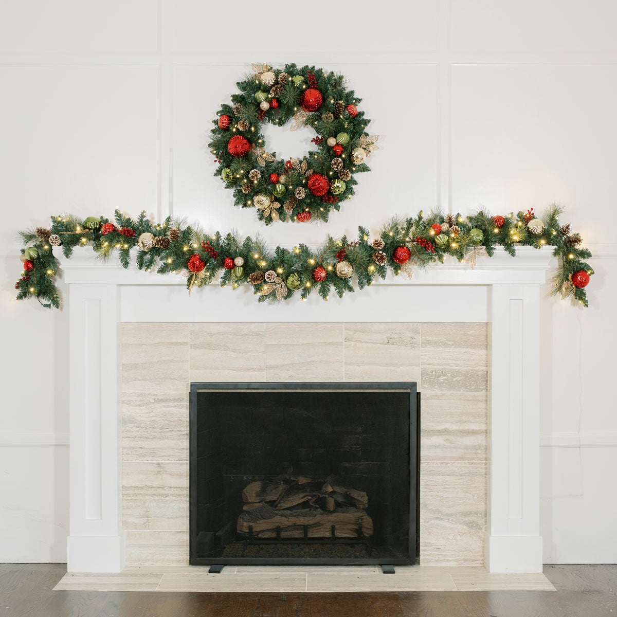 9ft Pre-Lit Christmas Garland 90 LED Twinkling Lights Indoor Outdoor Xmas