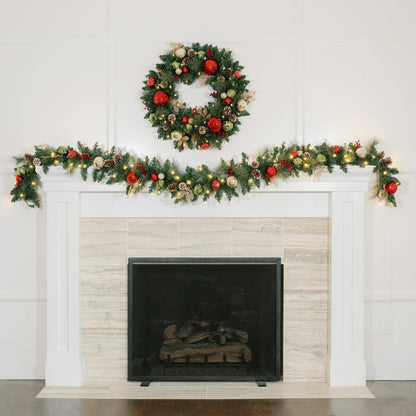 9ft Pre-Lit Christmas Garland 90 LED Twinkling Lights Indoor Outdoor Xmas