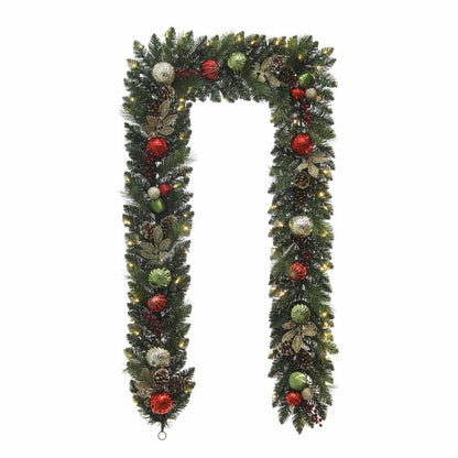 9ft Pre-Lit Christmas Garland 90 LED Twinkling Lights Indoor Outdoor Xmas