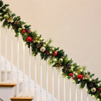 9ft Pre-Lit Christmas Garland 90 LED Twinkling Lights Indoor Outdoor Xmas