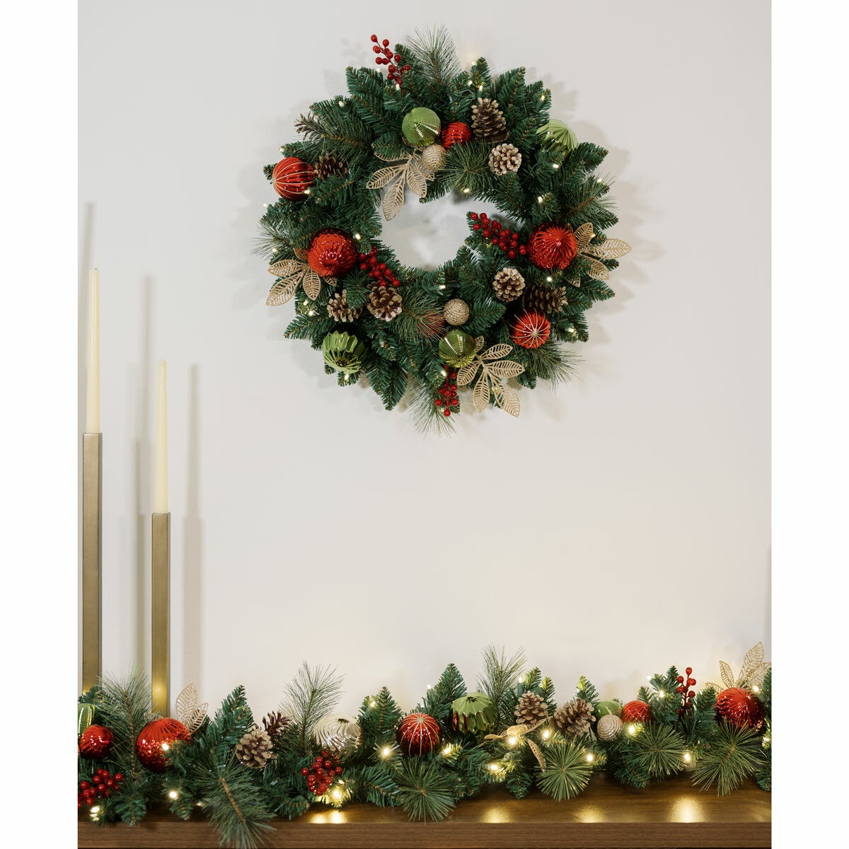 9ft Pre-Lit Christmas Garland 90 LED Twinkling Lights Indoor Outdoor Xmas