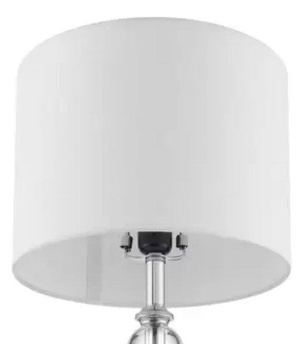 Bridgeport Designs Julie Crystal Table Lamp Chrome Linen Shade E27 57cm White