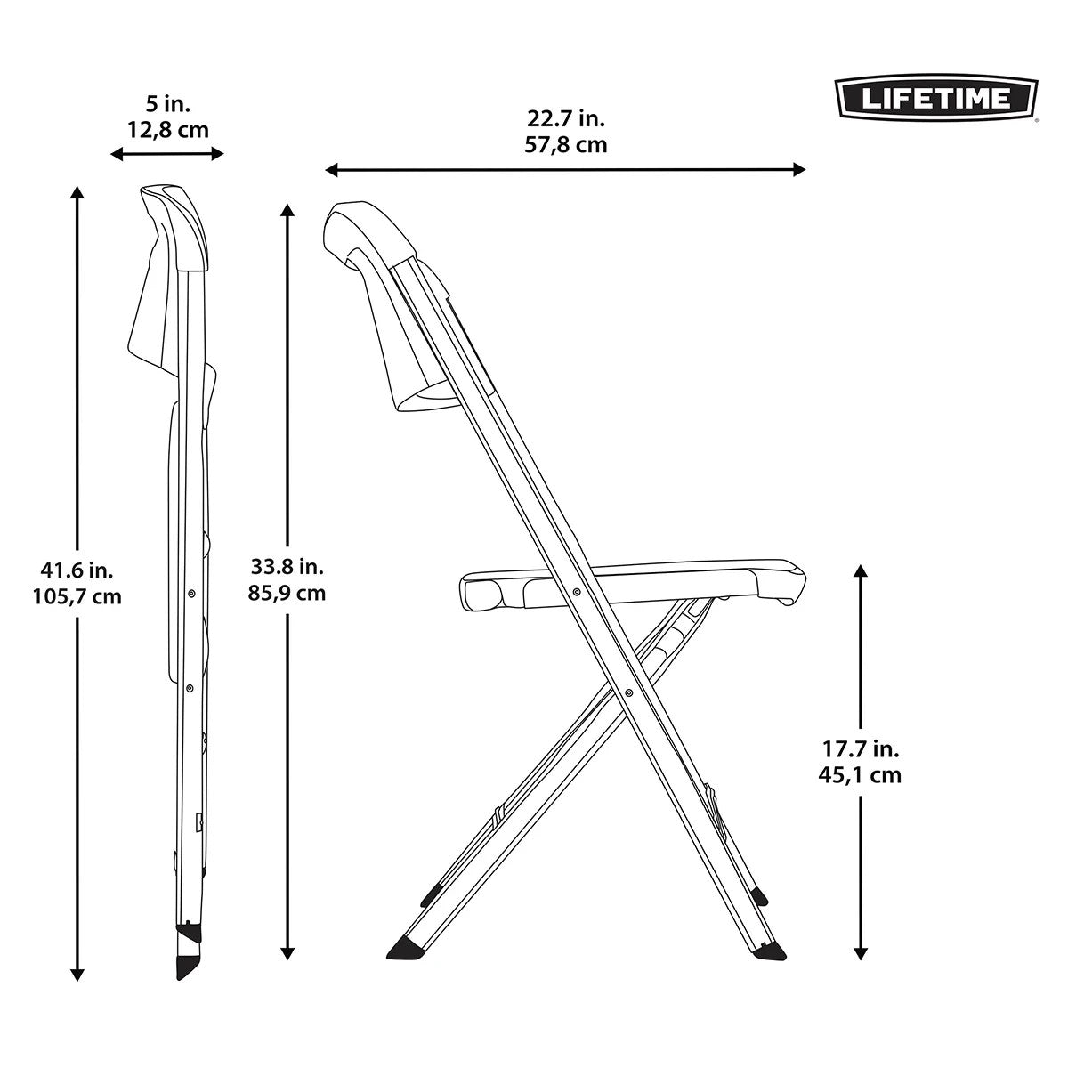 Lifetime Bypass Commercial Grade Folding Chairs in Cream 4 Pack