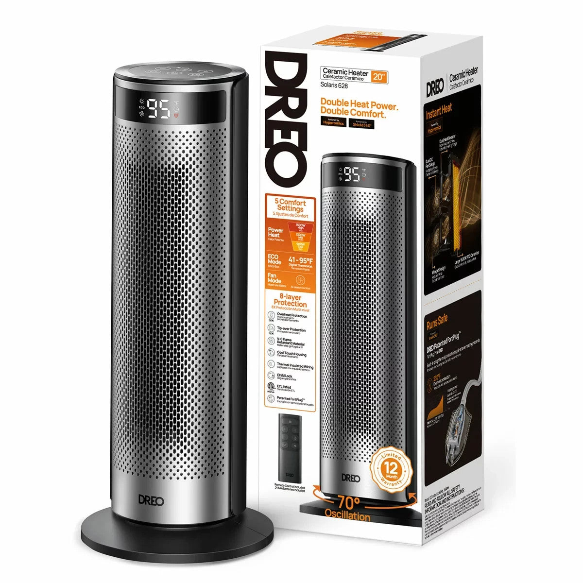 Dreo 20" Solaris 628 Ceramic Tower Heater *Brand new and sealed*