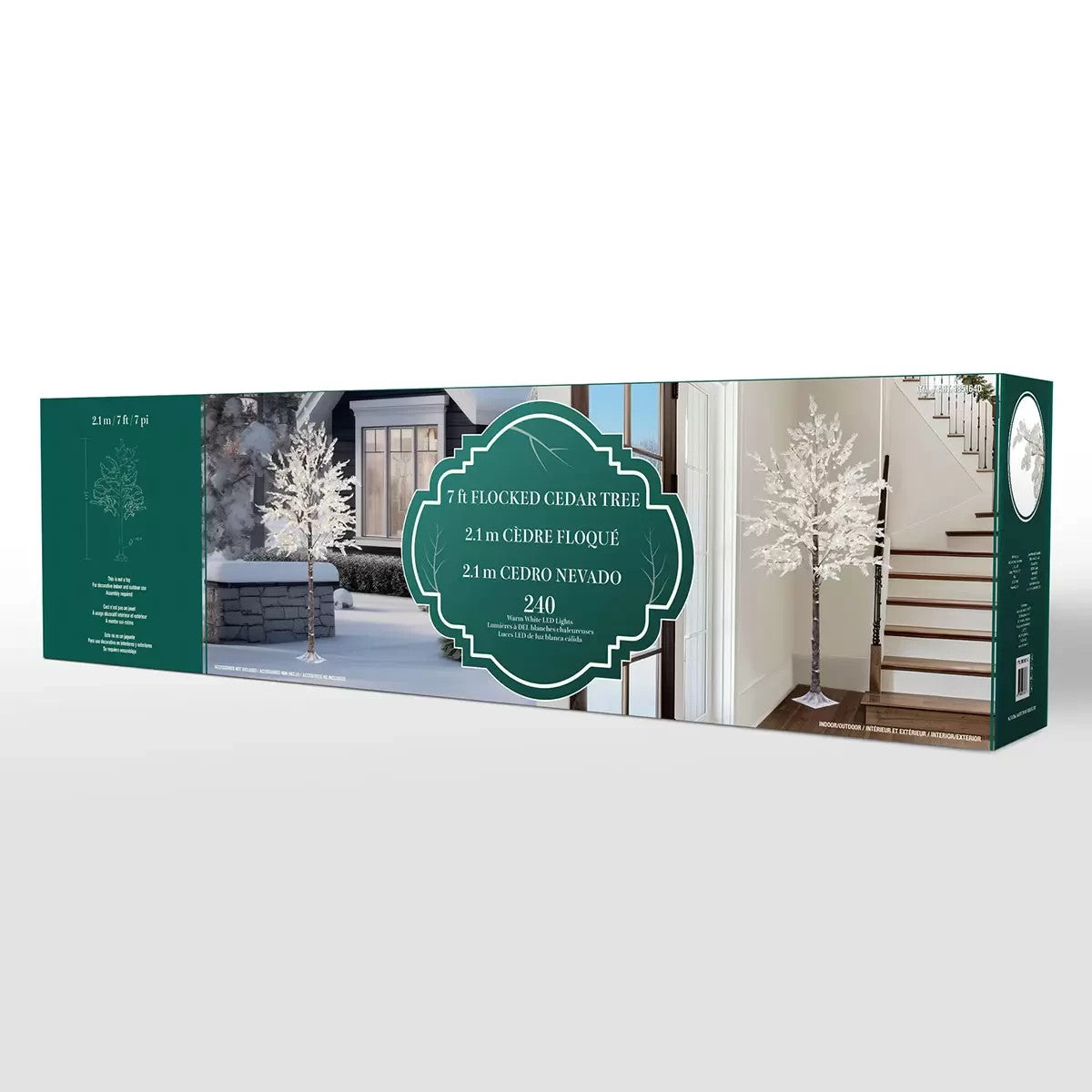 Christmas 7ft Flocked LED Artificial Cedar Tree with Twinkling Lights. Used