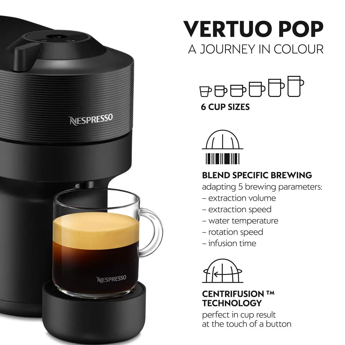 Nespresso by De'Longhi Vertuo Pop Capsule Coffee Machine, ENV90.B New