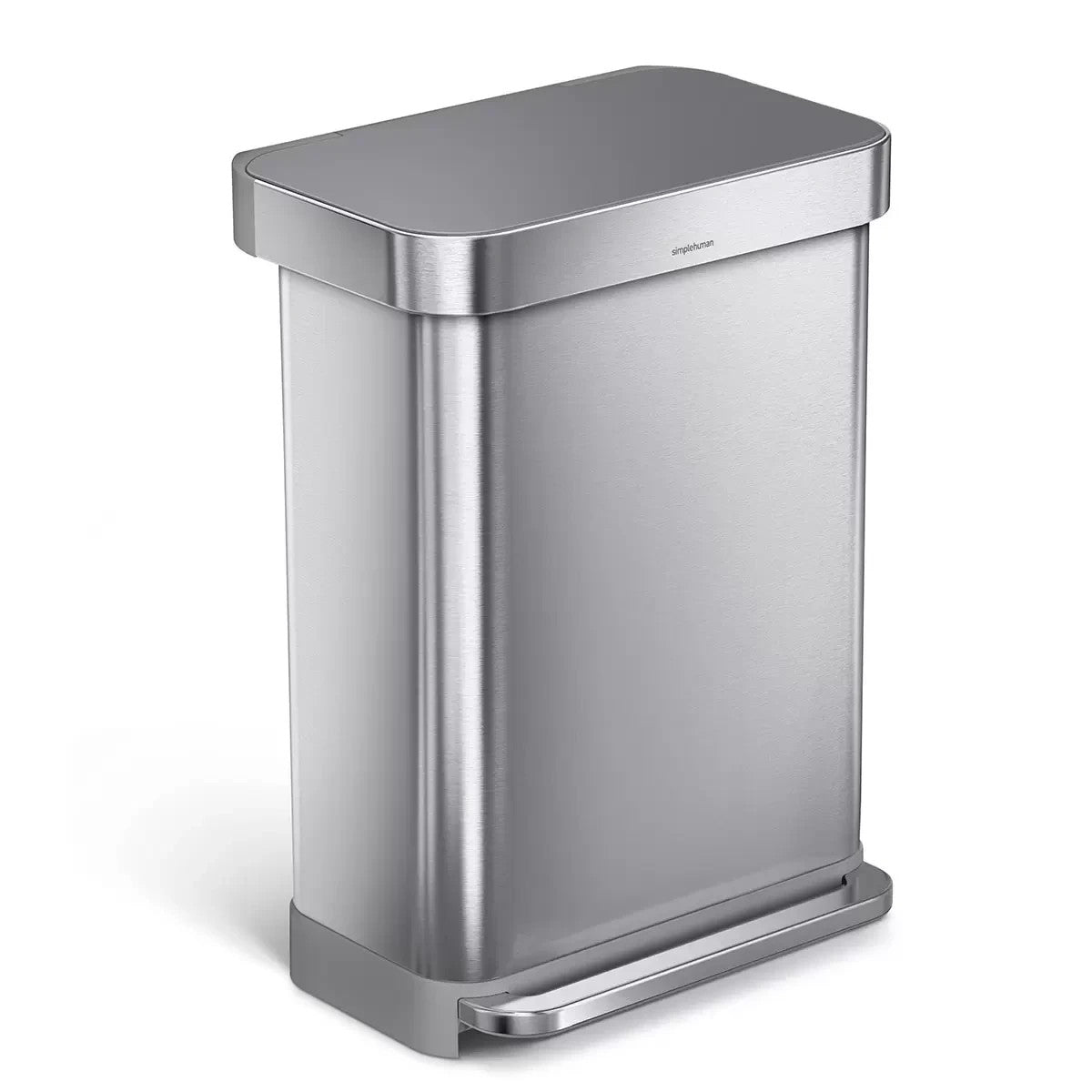 simplehuman Rectangular Step Can Bin 55L in Brushed Stainless Steel