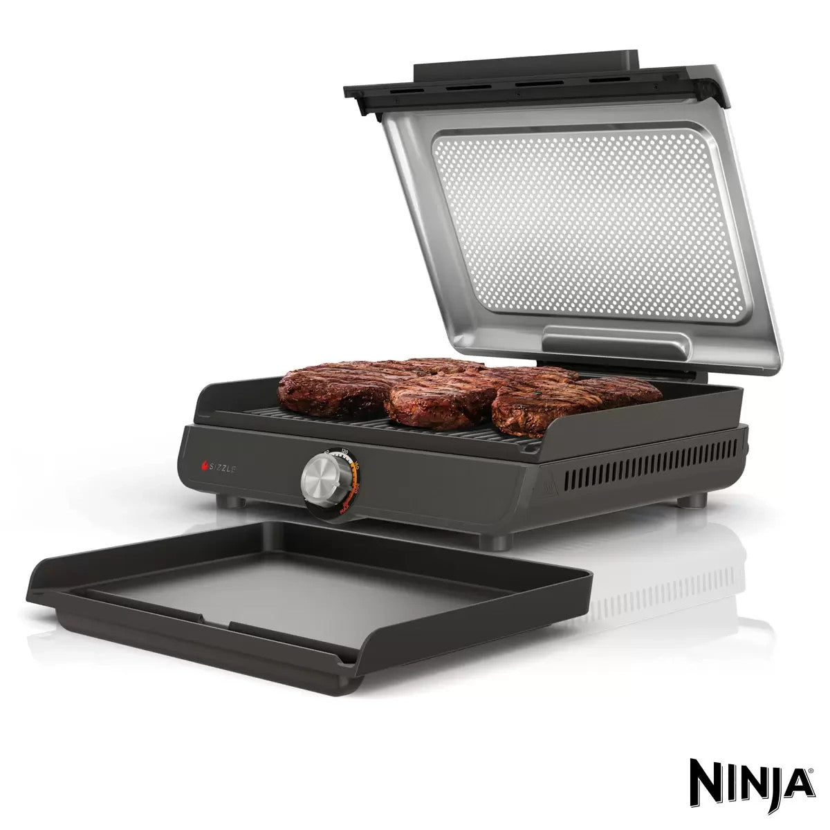 Ninja Sizzle Indoor Grill and Flat Plate Model GR101UK Black