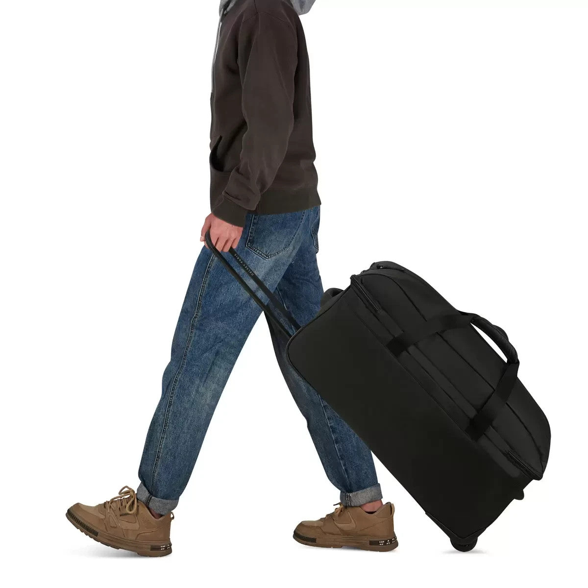 Delsey Wheeled Duffel Bag Black Travel Luggage Rolling Suitcase 73cm 28.7”