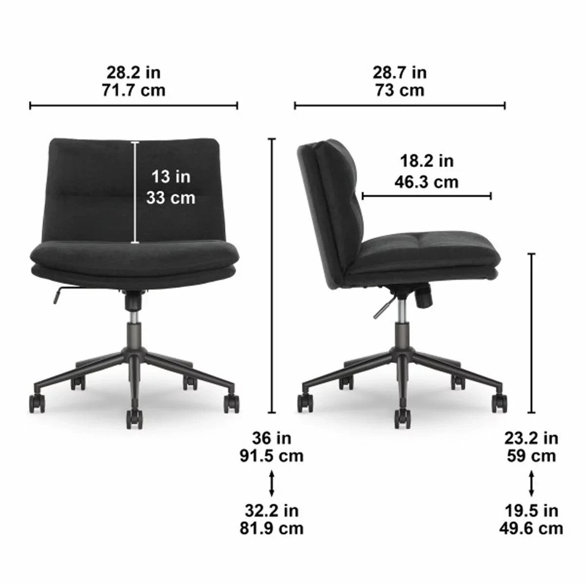 Elle Decor Gracie Criss-Cross Wide Office Chair, Black Ex Display