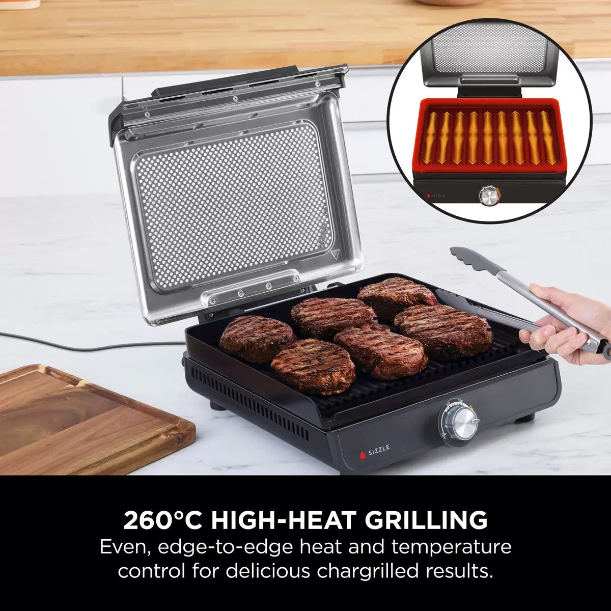 Ninja Sizzle Indoor Grill and Flat Plate Model GR101UK Black