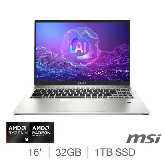 MSI Prestige AMD Ryzen AI 9 32GB RAM 1TB SSD 16 Inch Windows 11 L 9S7-159K12-028
