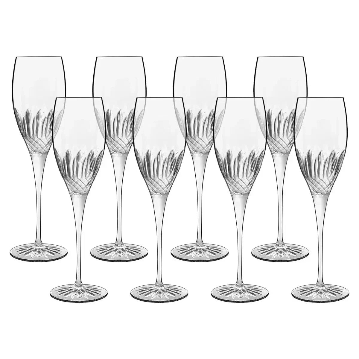Luigi Bormioli Diamante Crystal Flute Glasses, 220ml, 8 Pack , classic design