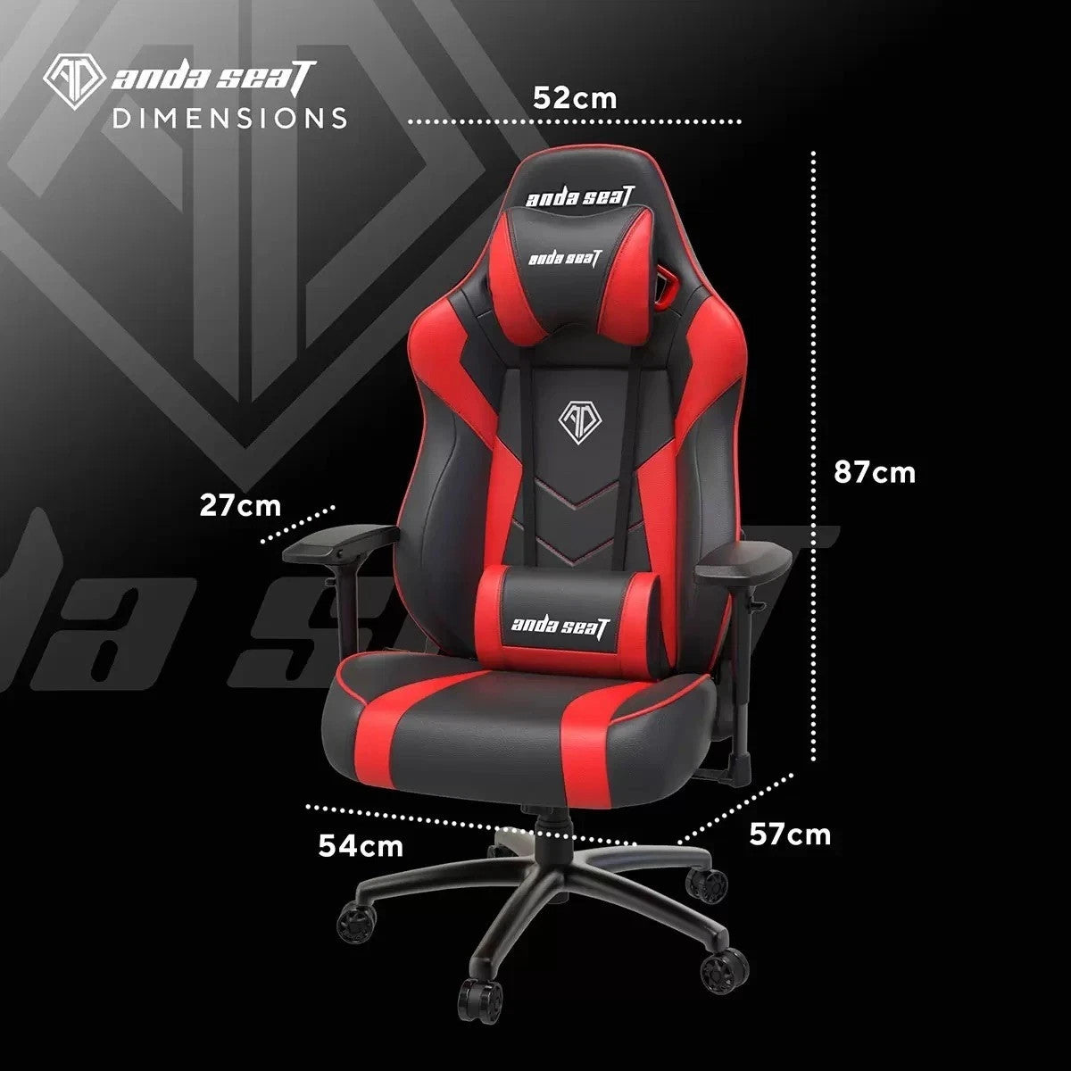 anda seat Dark Demon Premium Gaming Chair, Black/Red