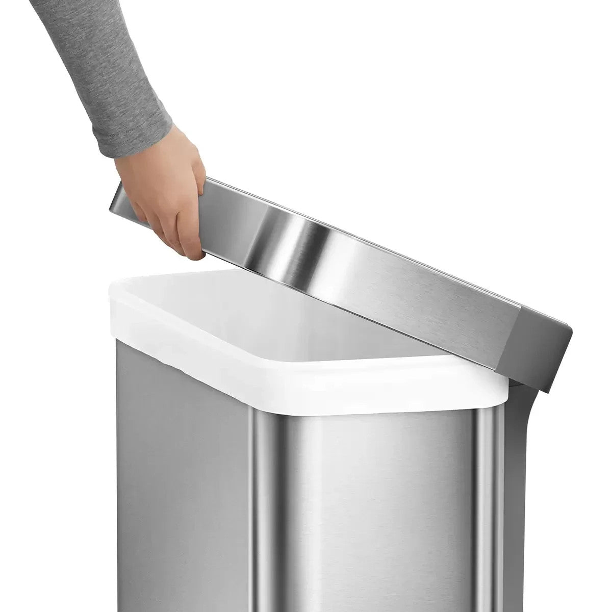 simplehuman Rectangular Step Can Bin 55L in Brushed Stainless Steel