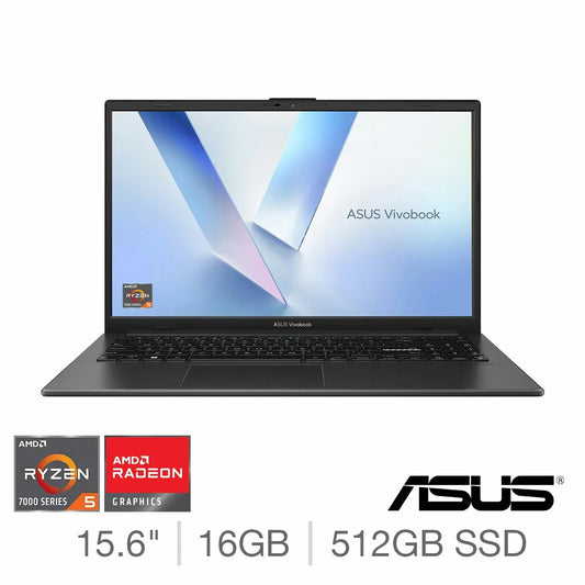 ASUS Vivobook Go, AMD Ryzen 5, 16GB RAM, 512GB SSD, 15.6 Laptop, E1504FA-BQ2566W