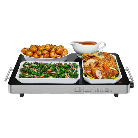 Chefman XL Glass Top Warming Tray, Adjustable Temperature Control