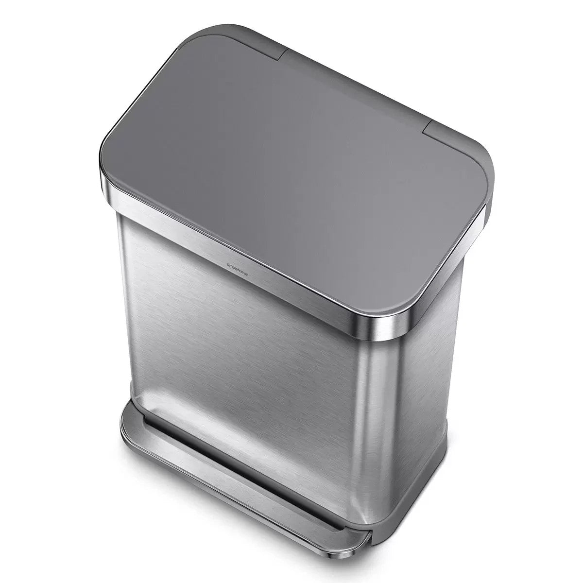 simplehuman Rectangular Step Can Bin 55L in Brushed Stainless Steel