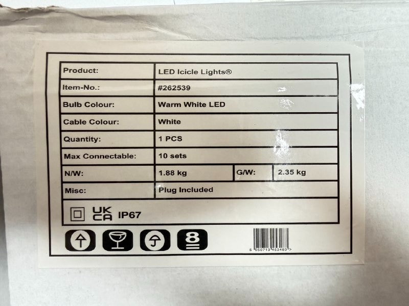 Costco Lights4You 13ft (4m) 152 LED Warm White Outdoor Icicle Light Christmas