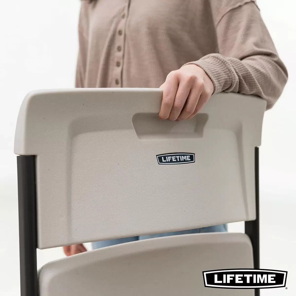 Lifetime Bypass Commercial Grade Folding Chairs in Cream 4 Pack