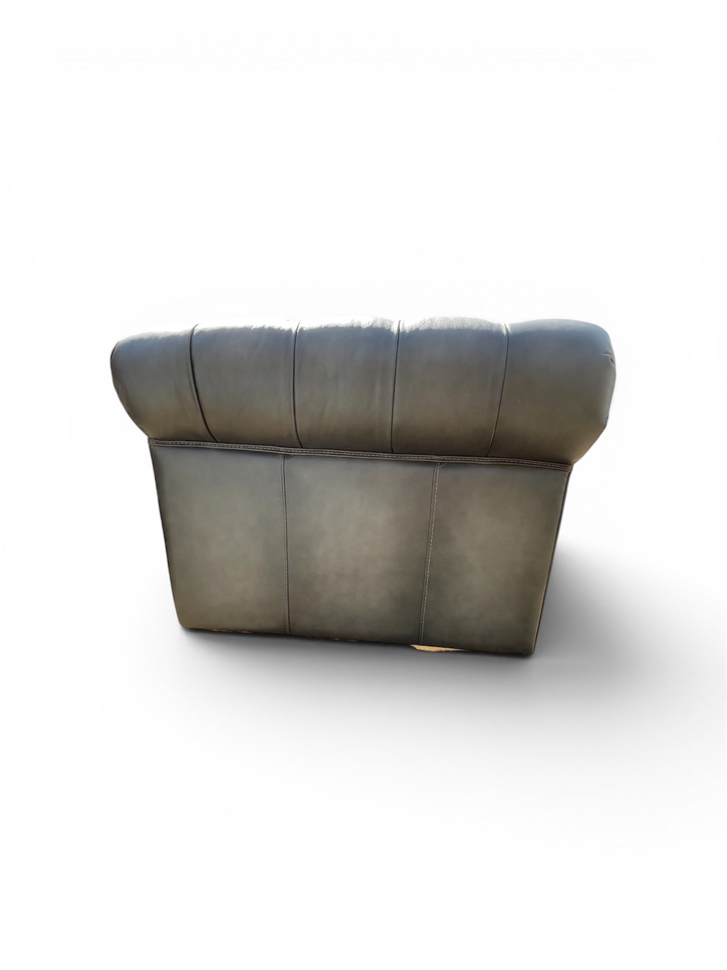 Prospera Home Allington 3 Seater Grey Leather Chesterfield Sofa 226cm Coil
