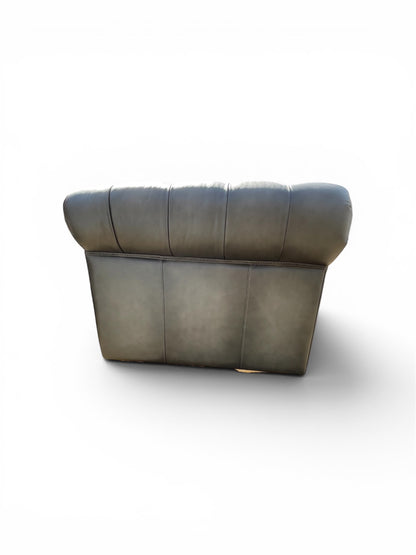 Prospera Home Allington 3 Seater Grey Leather Chesterfield Sofa 226cm Coil