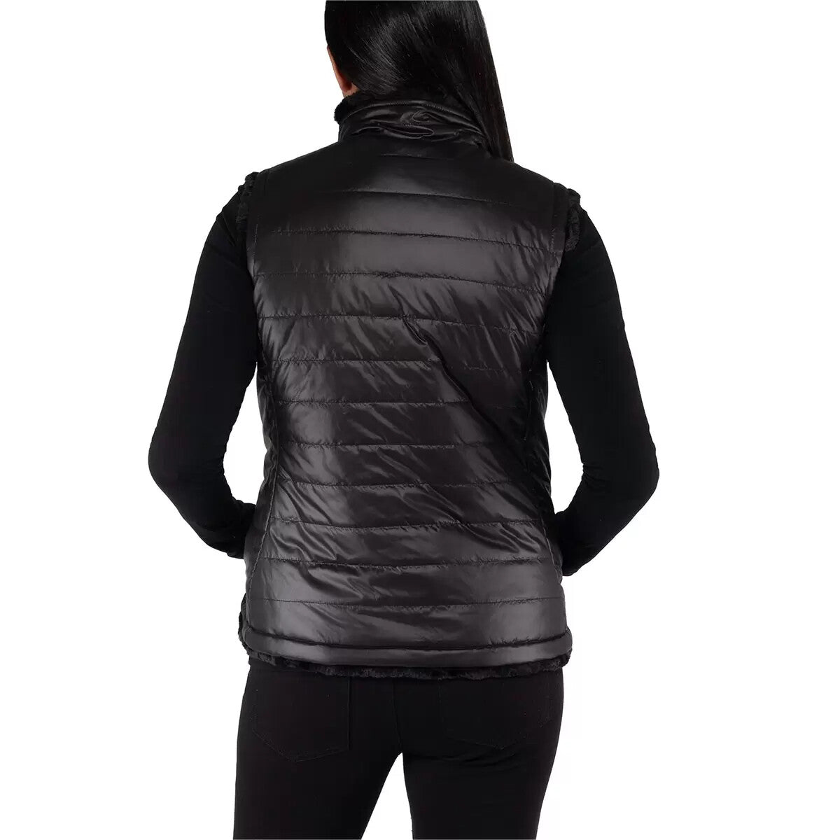 Nicole Miller Reversible Vest Women Faux Fur in Black Brand New