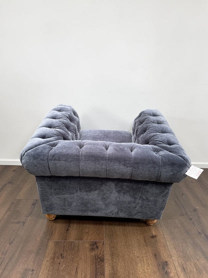 Prospera Home Allington Navy Fabric Chesterfield Armchair Pocket Coil Lounge