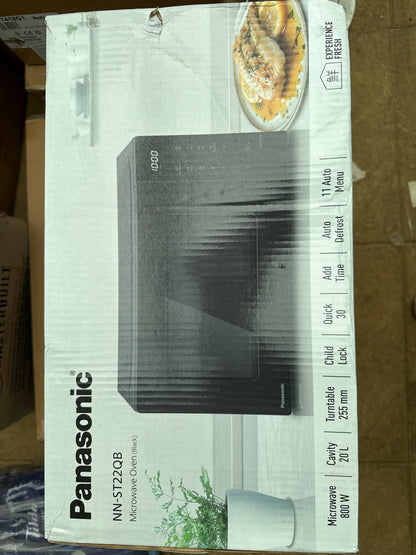 Panasonic NN-ST22QBBPQ 20L Solo Microwave 800W Black Compact 5 Power Levels