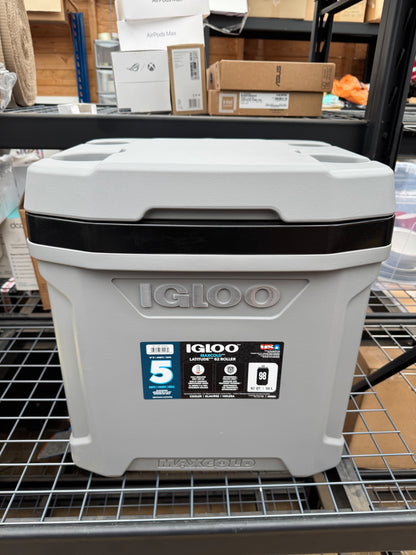 Igloo MaxCold Ultra 62QT Wheeled Roller Cooler Box 5 Day Ice Grey 90 Cans