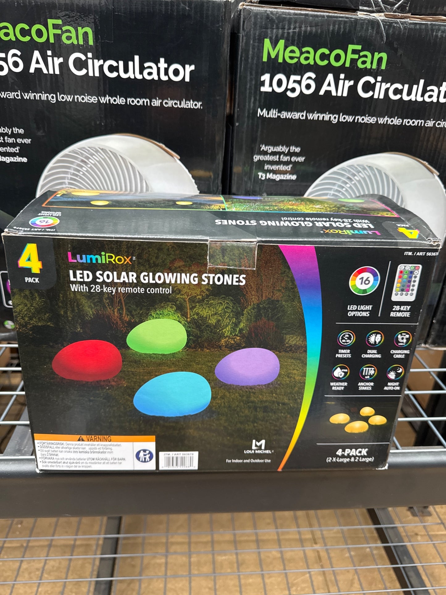 OMT Solar Powered LED Glowing Garden Stones 4 Pack Remote Control Colours